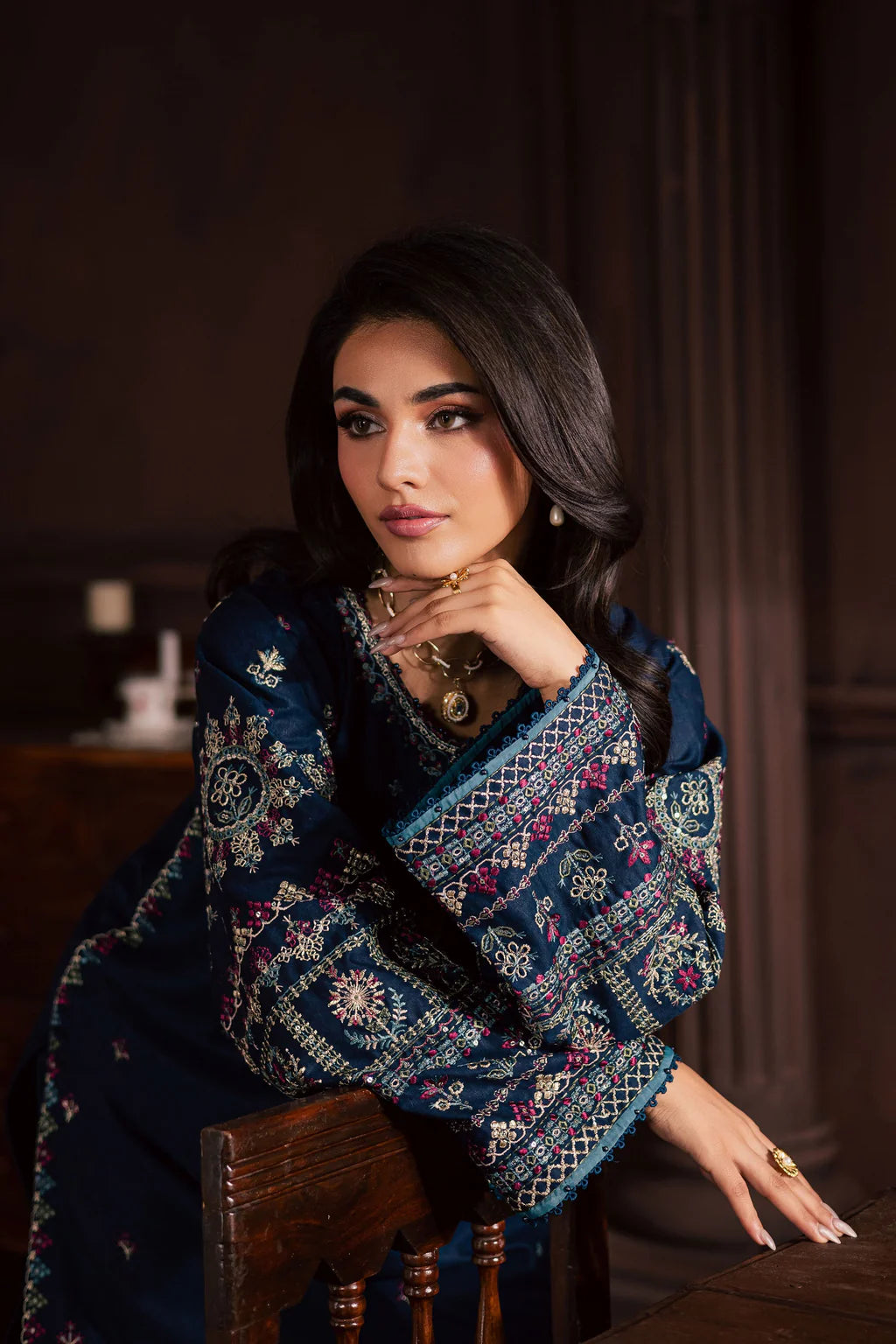 BATIK-2PIECE LAWN SEQUIN EMB SHIRT WITH LAWN EMB SLEEVES-UR-221
