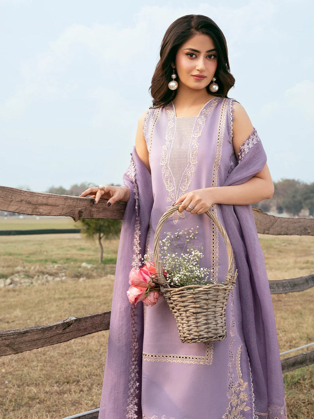 IZEL-3PC LAWN EMBROIDERED SHIRT WITH ORGANZA EMBROIDERED DUPATTA AND TROUSER-UR-4278