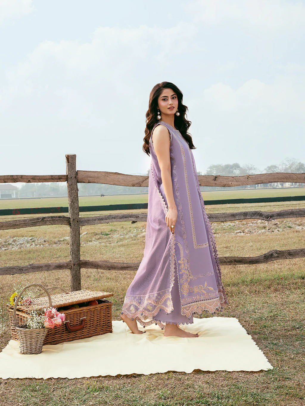 IZEL-3PC LAWN EMBROIDERED SHIRT WITH ORGANZA EMBROIDERED DUPATTA AND TROUSER-UR-4278