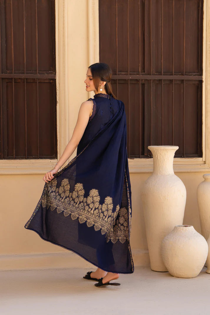 MIRAKHI-3PC LAWN CHIKENKARI EMBROIDERED SHIRT WITH LAWN JAQUARD PRINT DUPATTA-UR-203
