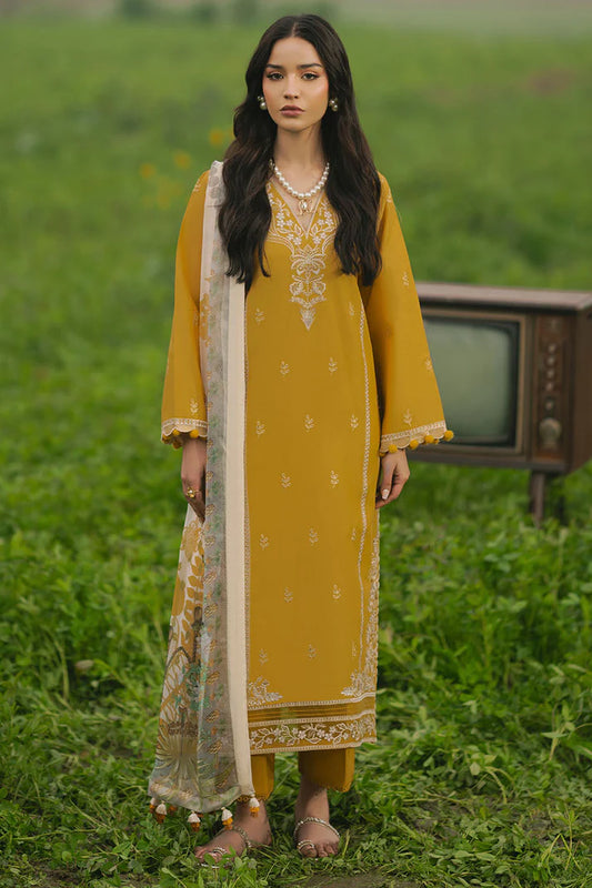 IZEL-3PC LAWN EMBROIDERED SHIRT WITH MONARK PRINT DUPATTA AND TROUSER-UR-2863