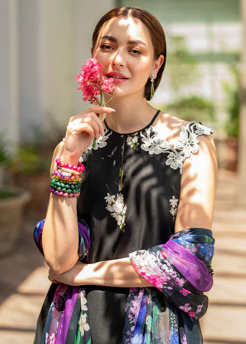 ASIFA NABEEL-3PC LAWN PRINT EMBROIDERED SHIRT WITH CHIFFON PRINT DUPATTA AND PRINT TROUSER-UR-013