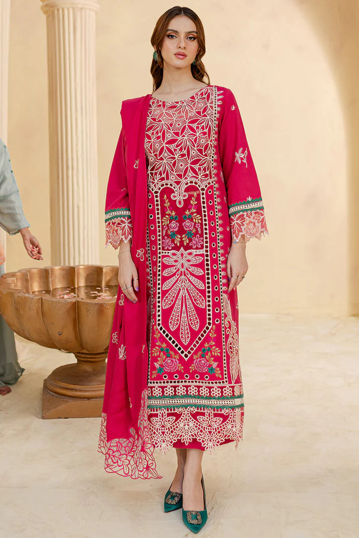 JAZMIN-3PC LAWN LASER EMBROIDERED SHIRT WITH LAWN LASER EMBROIDERED READY TO WEAR DUPATTA-UR-2698
