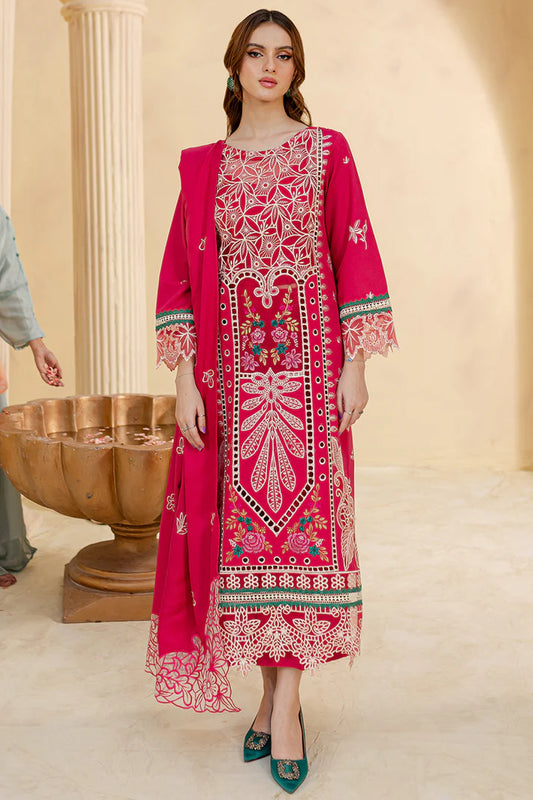 JAZMIN-3PC LAWN LASER EMBROIDERED SHIRT WITH LAWN LASER EMBROIDERED READY TO WEAR DUPATTA-UR-2698