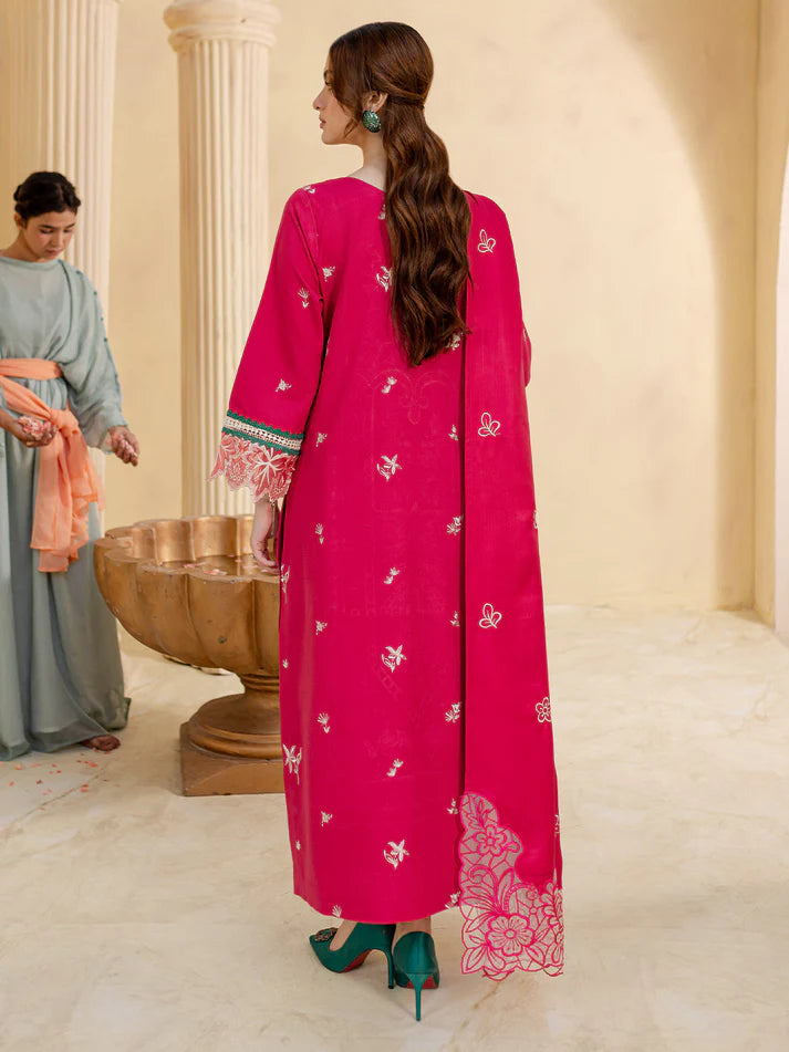 JAZMIN-3PC LAWN LASER EMBROIDERED SHIRT WITH LAWN LASER EMBROIDERED READY TO WEAR DUPATTA-UR-2698