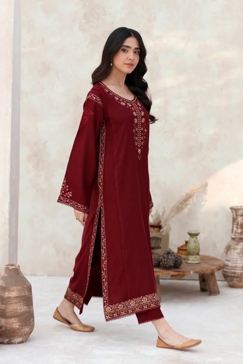 FEROZAE-2PC LAWN EMBROIDERED SHIRT WITH LAWN EMBROIDERED SLEEVES-UR-2553