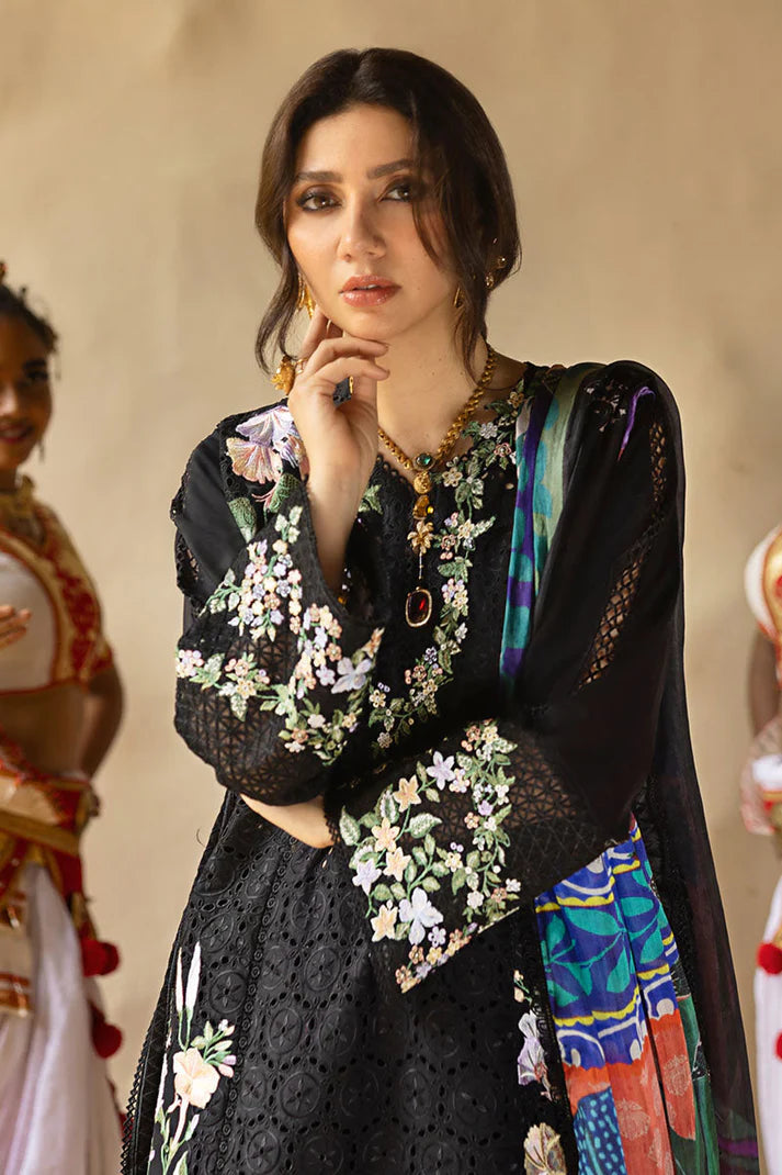 MUSHQ-3PC LAWN EMBROIDERED SHIRT WITH MONARK PRINT DUAPATTA AND TROUSER-UR-2843
