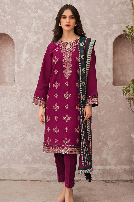 JAZMIN 3PC LAWN EMBROIDERED WITH COTTON SILK PTINT DUPATTA- UR-2508