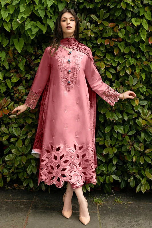MUSHQ-3PC DHANAK EMBROIDERED SHIRT WITH WOOL PRINTED SHAWL & TROUSER-TBF-1935