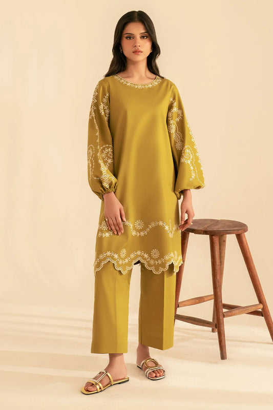 BATIK-2PC DHANAK EMBROIDRED SHIRT WITH DHANAK EMBROIDRED SLEEVES-UR-3809