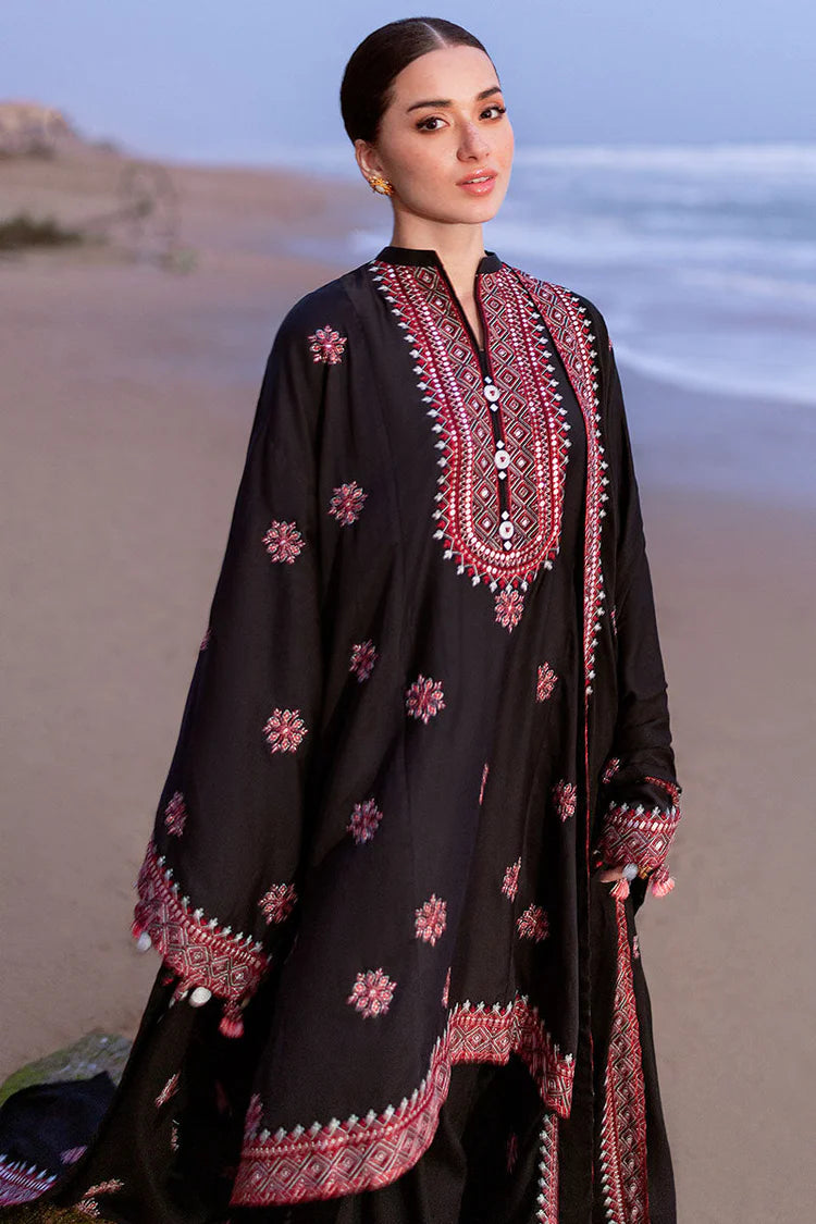 CROSS STITCH-3PC DHANAK EMBROIDERED SHIRT WITH DHANAK EMBROIDERED SHAWL AND TROUSER-UR-4150