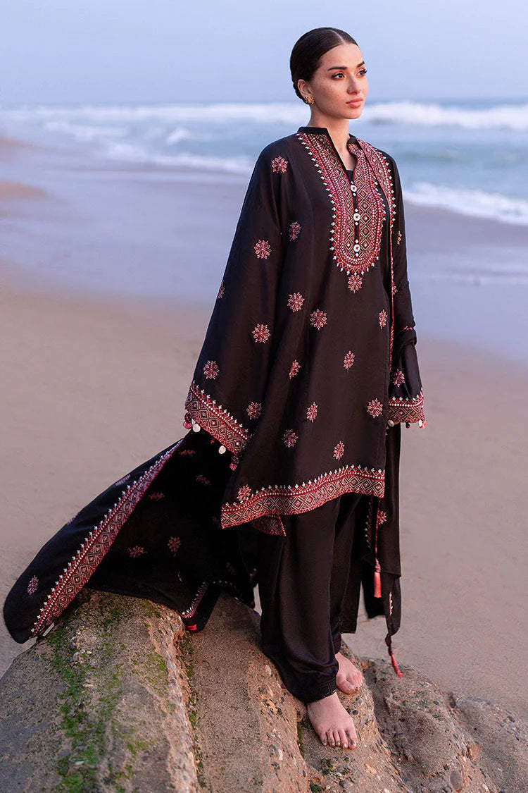 CROSS STITCH-3PC DHANAK EMBROIDERED SHIRT WITH DHANAK EMBROIDERED SHAWL AND TROUSER-UR-4150
