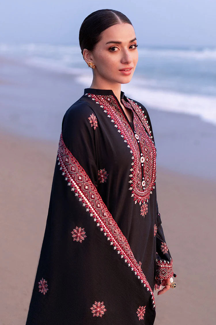 CROSS STITCH-3PC DHANAK EMBROIDERED SHIRT WITH DHANAK EMBROIDERED SHAWL AND TROUSER-UR-4150