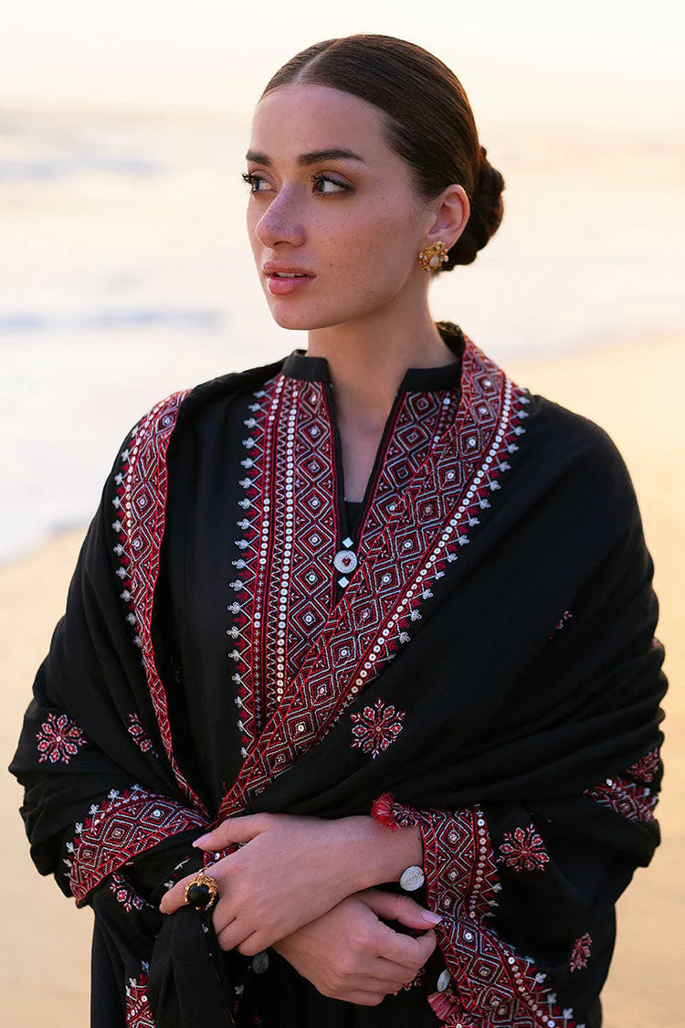 CROSS STITCH-3PC DHANAK EMBROIDERED SHIRT WITH DHANAK EMBROIDERED SHAWL AND TROUSER-UR-4150