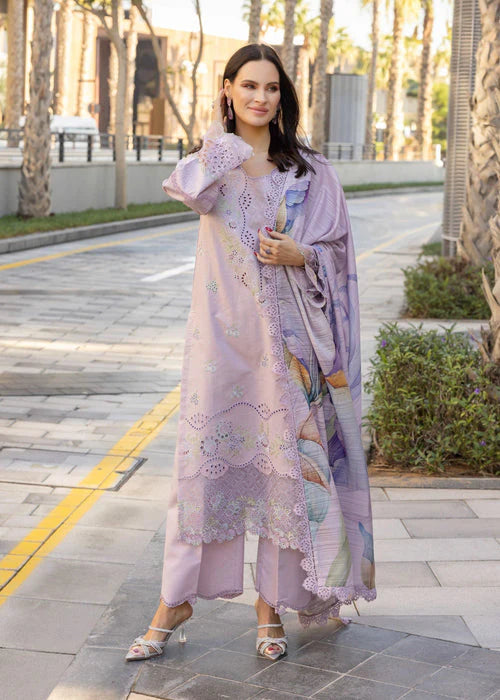 RANG RASIYA-3PC LAWN EMBROIDERED SHIRT WITH MONARK PRINT DUPATTA AND TROUSER-UR-2807