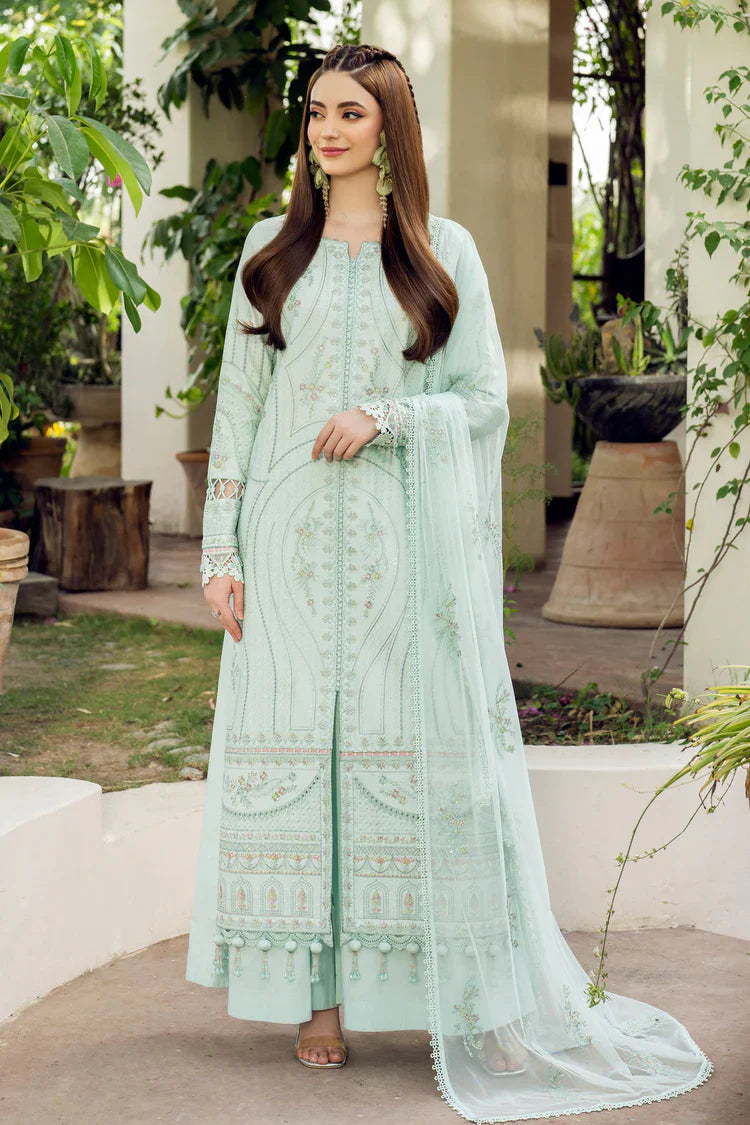 JAZMIN-3PC LAWN EMBROIDERED SHIRT WITH ORGANZA EMB DUPATTA AND TROUSER-UR-3525