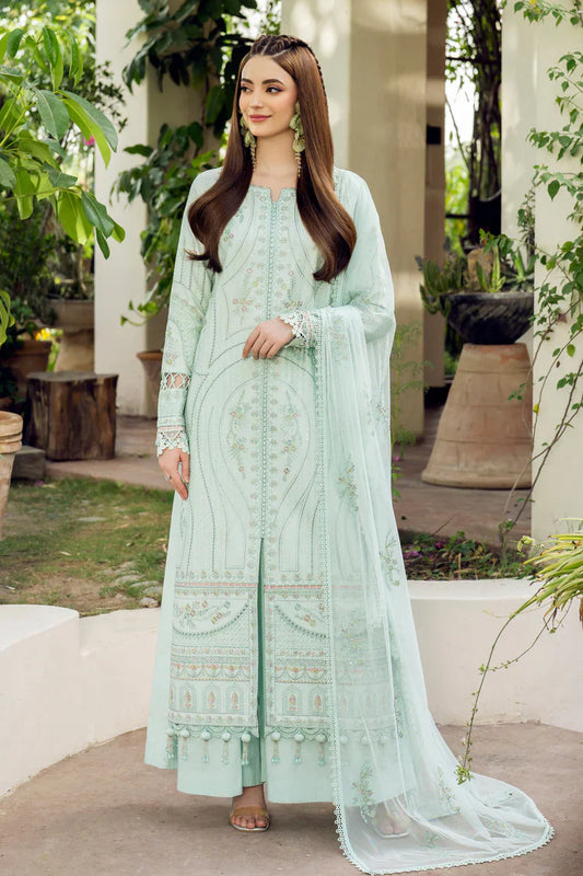 JAZMIN-3PC LAWN EMBROIDERED SHIRT WITH ORGANZA EMB DUPATTA AND TROUSER-UR-3525