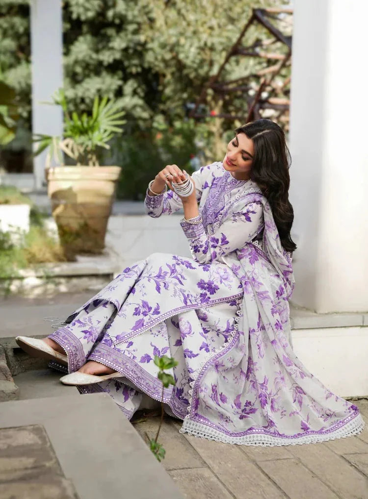 BAROQUE-3PC KHADDAR PRINTED EMB SHIRT WITH KHADDAR PRINT EMB DUPATTA AND PRINT TROUSER-UR-1743