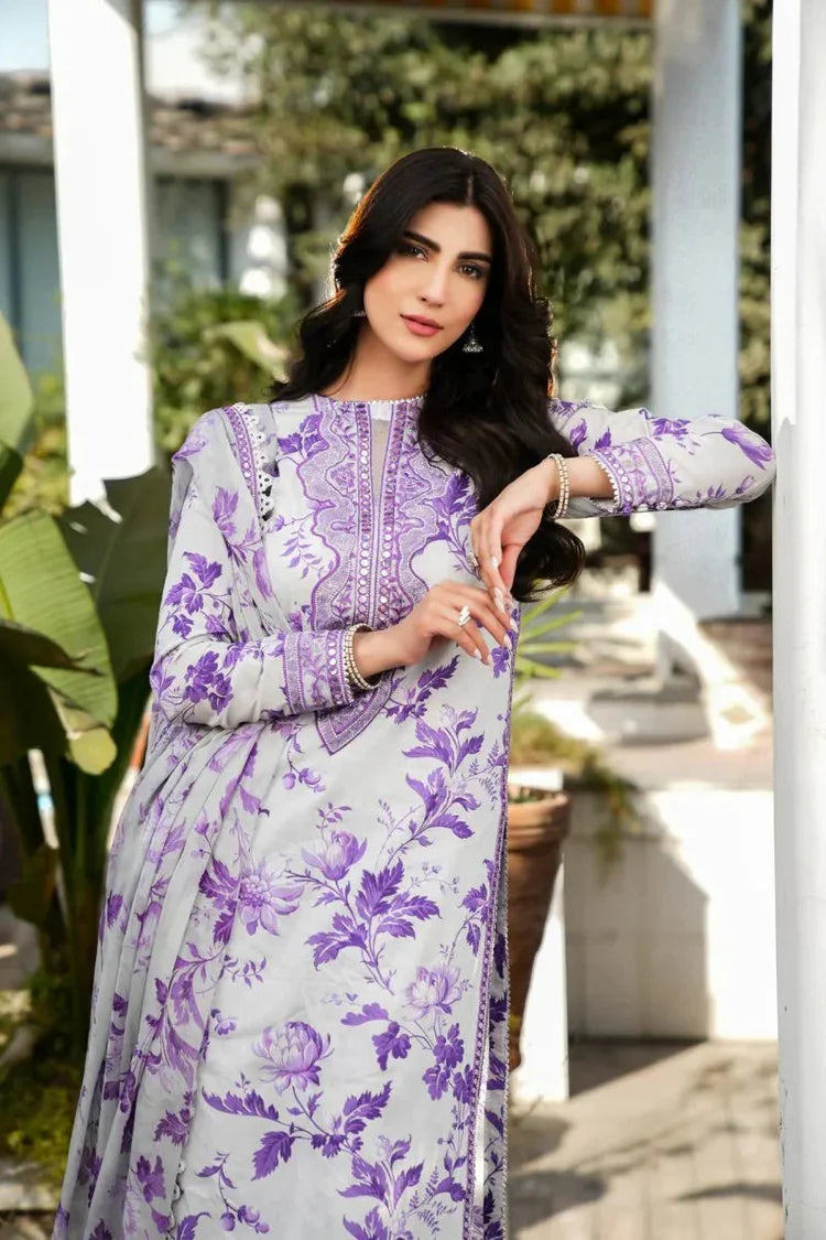 BAROQUE-3PC KHADDAR PRINTED EMB SHIRT WITH KHADDAR PRINT EMB DUPATTA AND PRINT TROUSER-UR-1743