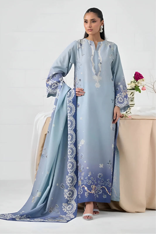 LULUSAR-3PC-SHAMOZE SILK PRINTED SHIRT SILK PRINTED DUPATTA AND SILK TROUSER-UR-222