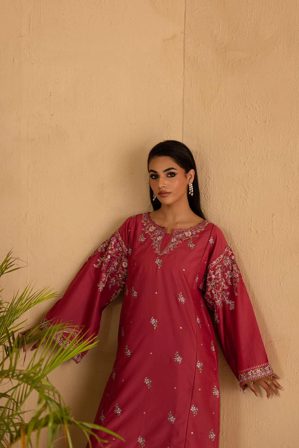 BATIK-2PC DHANAK EMBROIDERED SHIRT & EMBROIDERED TROUSER-UR-3821