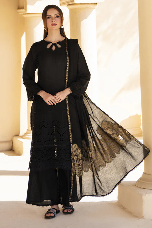 MIRAKHI-3PC LAWN CHIKENKARI EMBROIDERED SHIRT WITH LAWN JAQUARD PRINT DUPATTA-UR-202