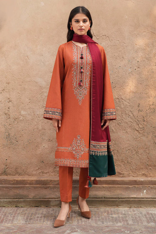JAZMIN-3PC LAWN EMBROIDERED SHIRT WITH MONARK PRINTED DUPATTA & TROUSER-UR-2575