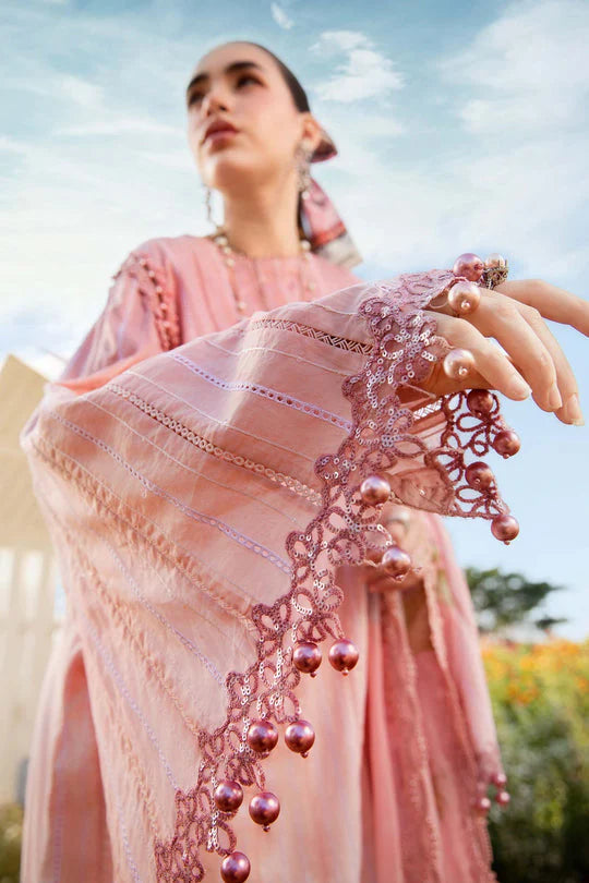 MARIA.B-3PC LAWN PRINTED EMB SHIRT WITH CHIFFON PRINT DUPATTA AND PRINT TROUSER-UR-2836