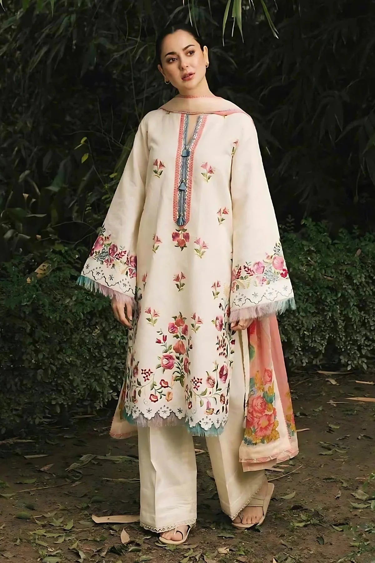 ZAHRA SHAHJAHAN- 3PC LAWN EMBROIDERED SHIRT WITH MONARK PRINT DUPATTA-UR-2528