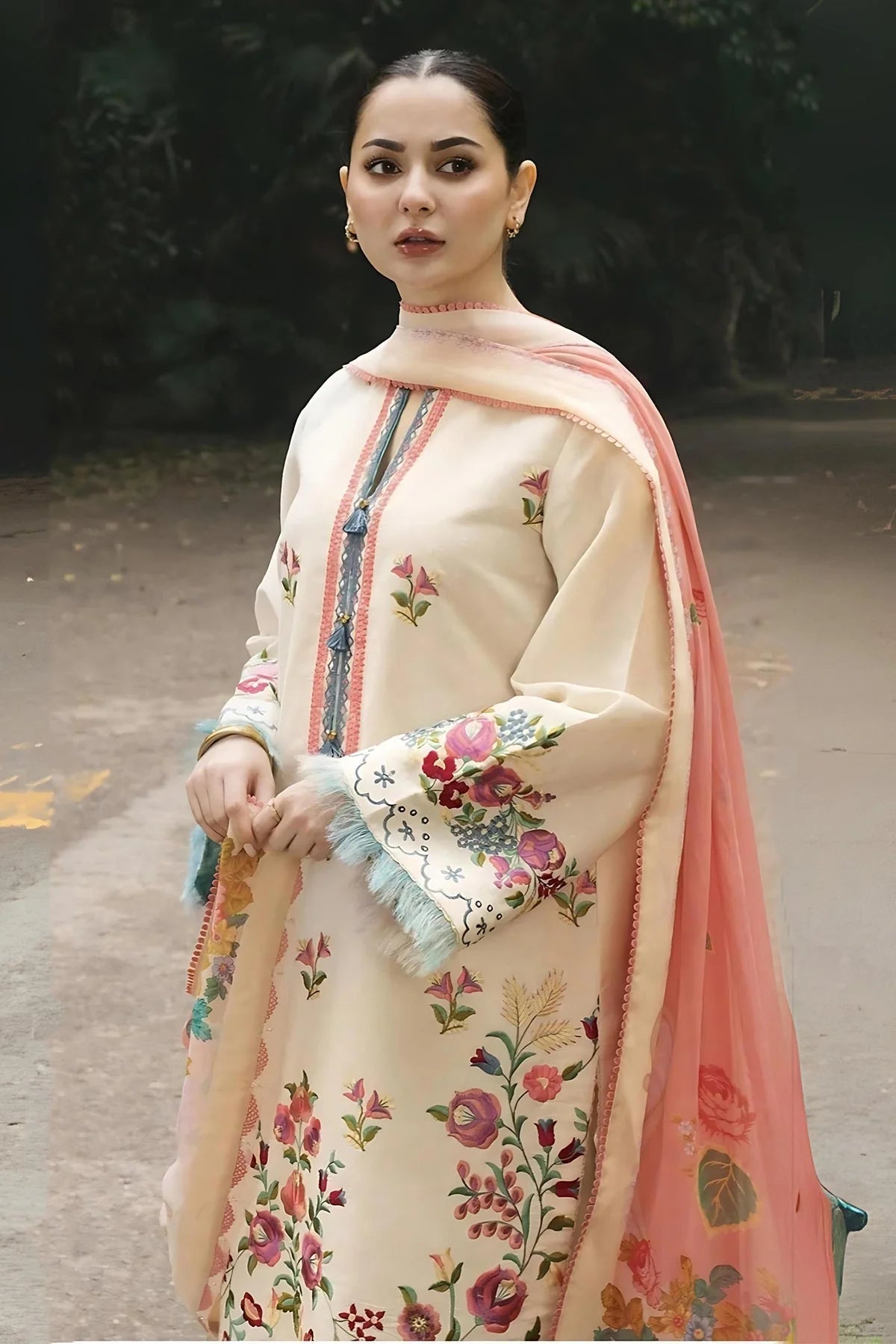 ZAHRA SHAHJAHAN- 3PC LAWN EMBROIDERED SHIRT WITH MONARK PRINT DUPATTA-UR-2528