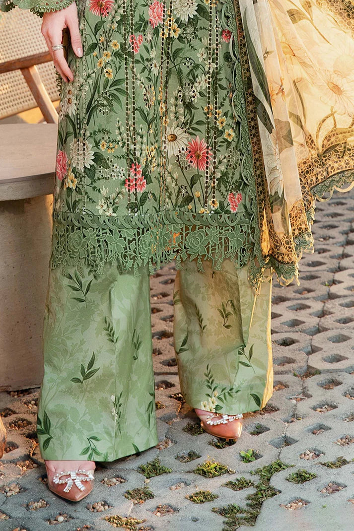 MARIA.B-3PC LAWN PRINTED EMB SHIRT WITH CHIFFON PRINT DUPATTA AND PRINT TROUSER-UR-2890
