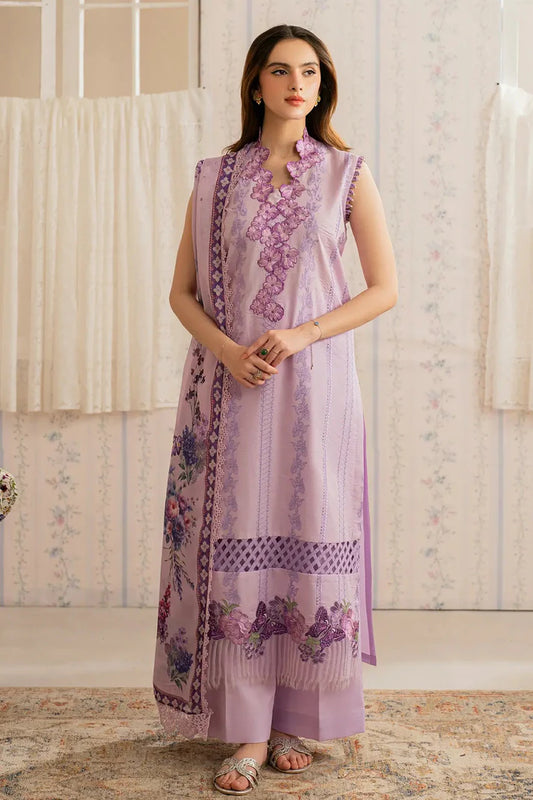 ASIFA NABEEL-3PC LAWN EMBROIDERED SHIRT WITH MONARK PRINTED DUPATTA AND TROUSER-UR-2931