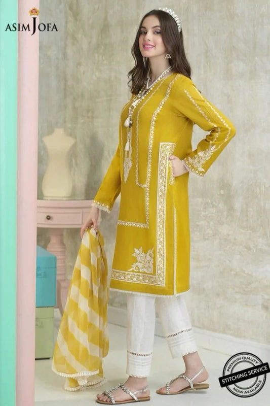 ASIM JOFA- 3PC LAWN EMBROIDERED WITH ORGANZA PRINT DUPATTA-UR-2567