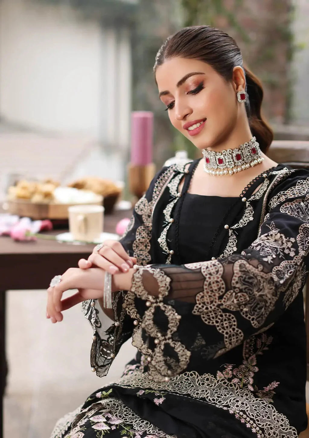 ASIM JOFA-3PC LAWN EMBROIDERED SHIRT WITH CHIFFON EMBROIDERED DUPATTA AND TROUSER-UR-4226