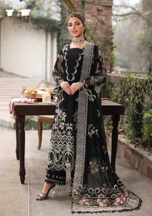 ASIM JOFA-3PC DHANAK EMBROIDERED SHIRT WITH DHANAK EMBROIDERED SHAWL AND TROUSER-UR-4226