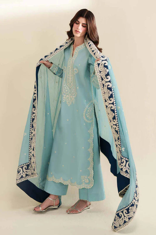 ZAIB-3PC LAWN EMBROIDERED SHIRT WITH CHIFFON EMB DUPATTA AND TROUSER-UR-4261