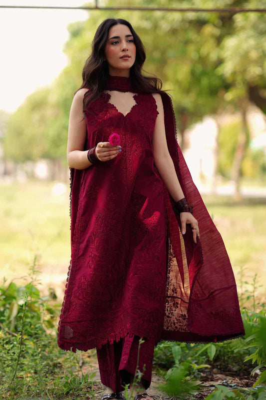 ZAIB-3PC LAWN HEAVY EMBROIDERED SHIRT WITH KHADDI NET EMB DUPATTA AND EMB TROUSER-UR-506