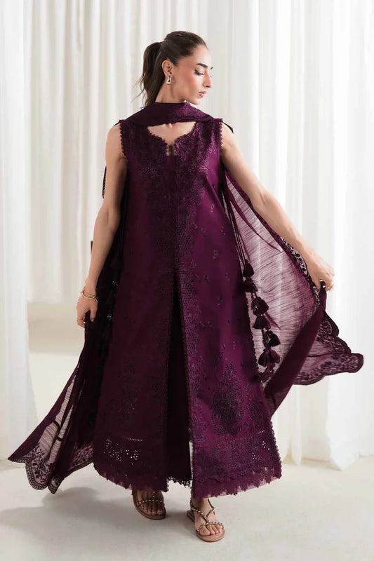 ZAIB-3PC LAWN EMBROIDERED SHIRT WITH KHADDI NET EMB DUPATTA AND TROUSER