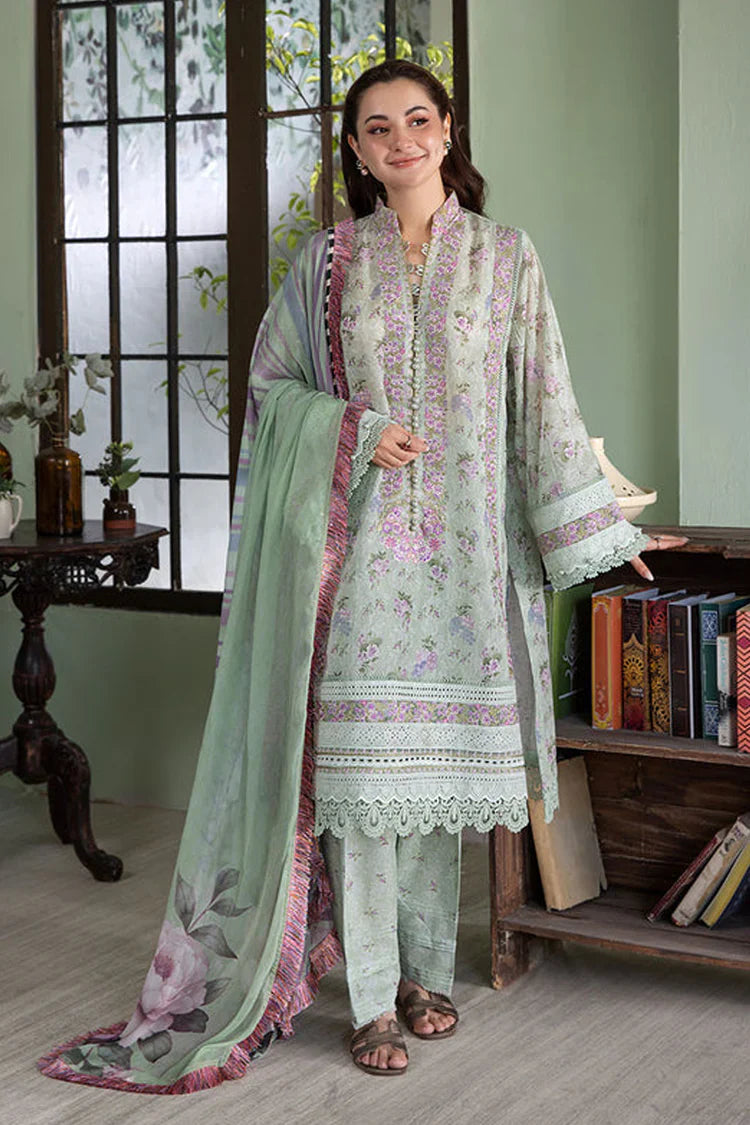 SOBIA NAZIR-3PC KARANDI PRINTED EMBROIDERED SHIRT WITH KARANDI PRINTED DUPATTA AND TROUSER-UR-2566