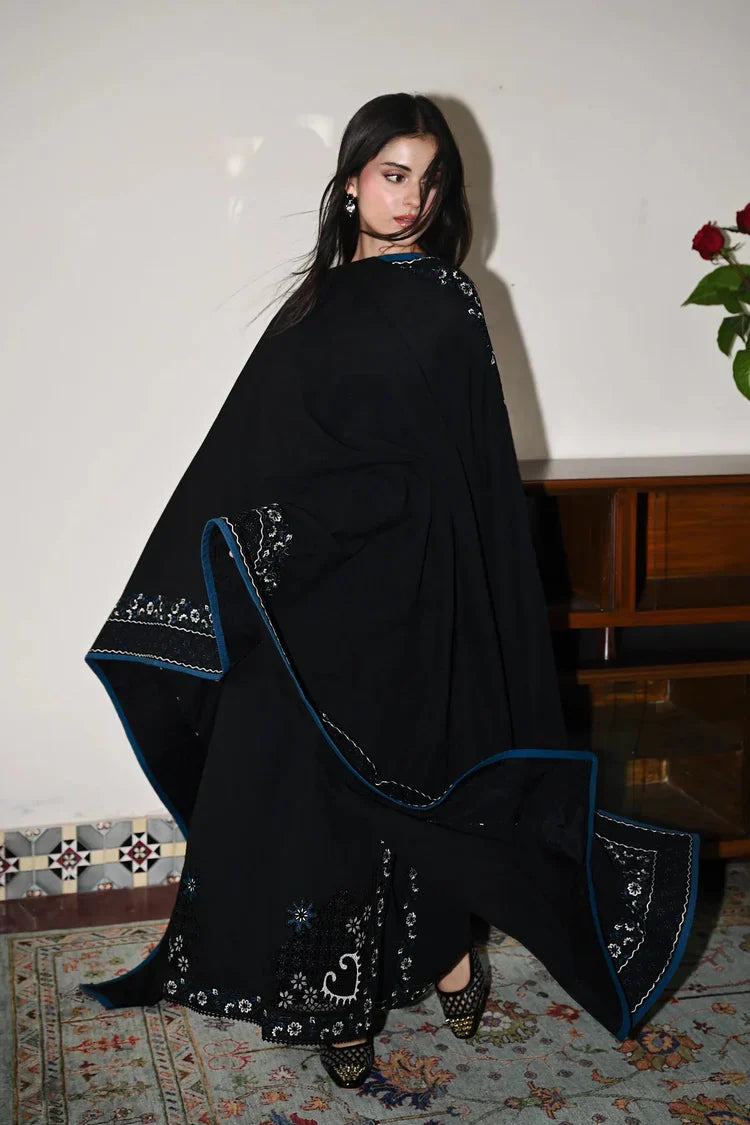 ZAIB-3PC DHANAK EMBROIDERED SHIRT WITH DHANAK EMBROIDERED SHAWL AND TROUSER-UR-4380