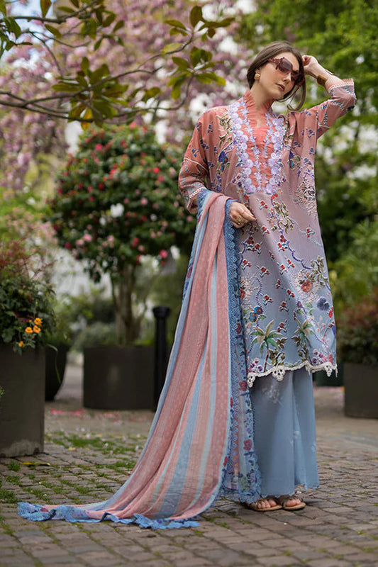 SOBIA NAZIR-3PC KARANDI PRINTED EMBROIDERED SHIRT WITH KARANDI PRINTED DUPATTA AND TROUSER-UR-2570