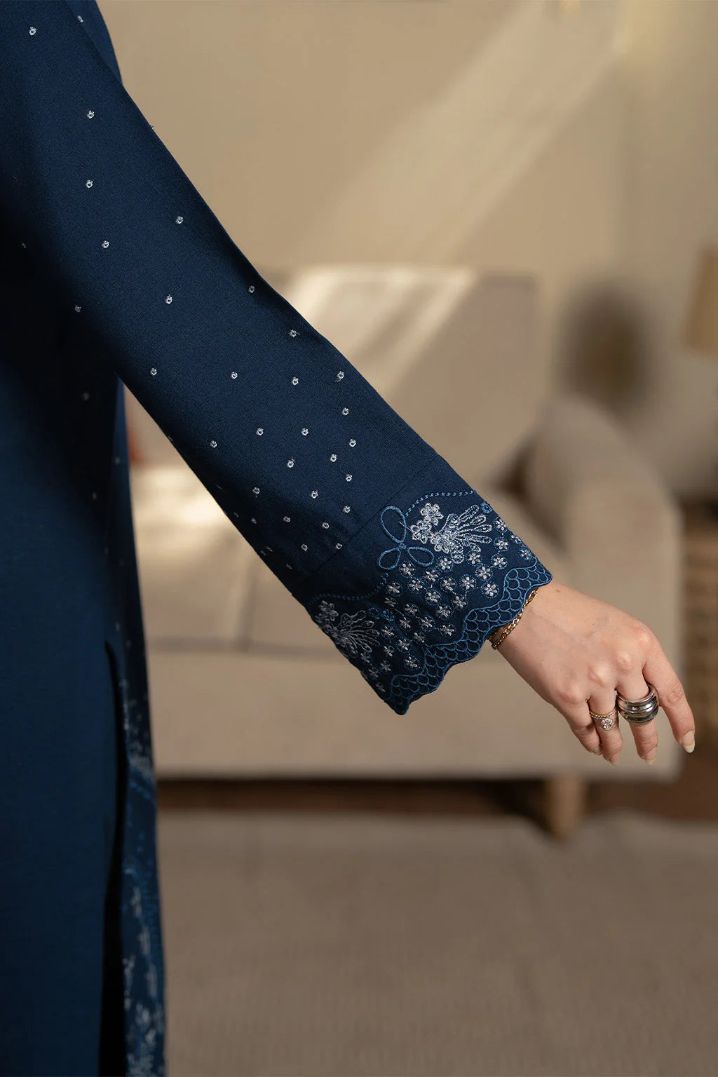 SAPPHIRE-3PC DHANAK EMBROIDERED SHIRT WITH DHANAK EMBROIDERED SHAWL AND TROUSER-UR-4264