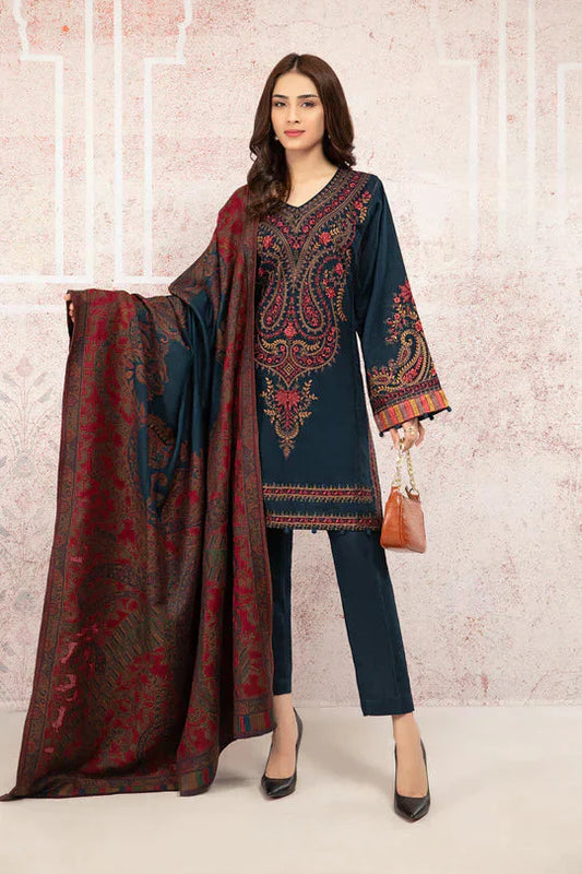 MARIA B-3PC LAWN EMBROIDRED SHIRT WITH MONARK PRINT DUPATTA AND TROUSER-2603