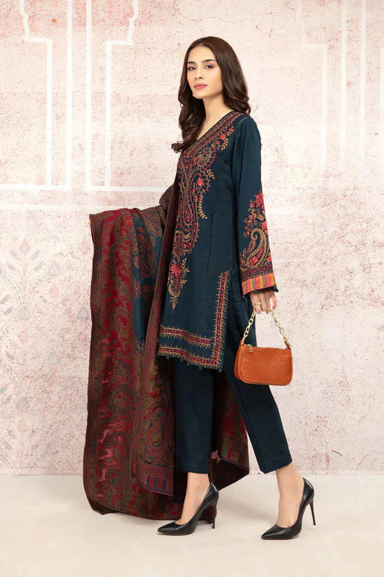 MARIA B-3PC LAWN EMBROIDRED SHIRT WITH MONARK PRINT DUPATTA AND TROUSER-2603