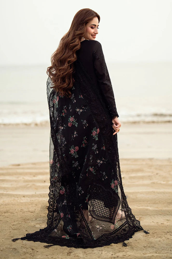 NUREH-3PC LAWN CHIKENKARI LASER EMBROIDERED SHIRT WITH ORGANZA EMBROIDERED PRINT DUPATTA-2666-EID FESTIVE