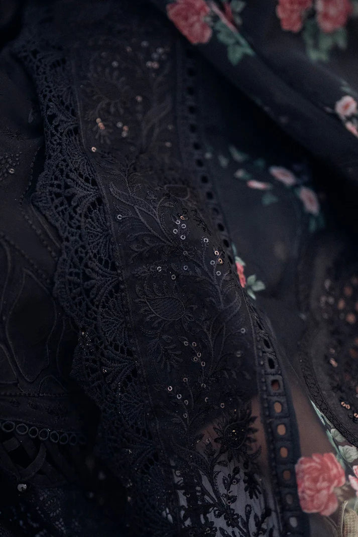 NUREH-3PC LAWN CHIKENKARI LASER EMBROIDERED SHIRT WITH ORGANZA EMBROIDERED PRINT DUPATTA-2666-EID FESTIVE