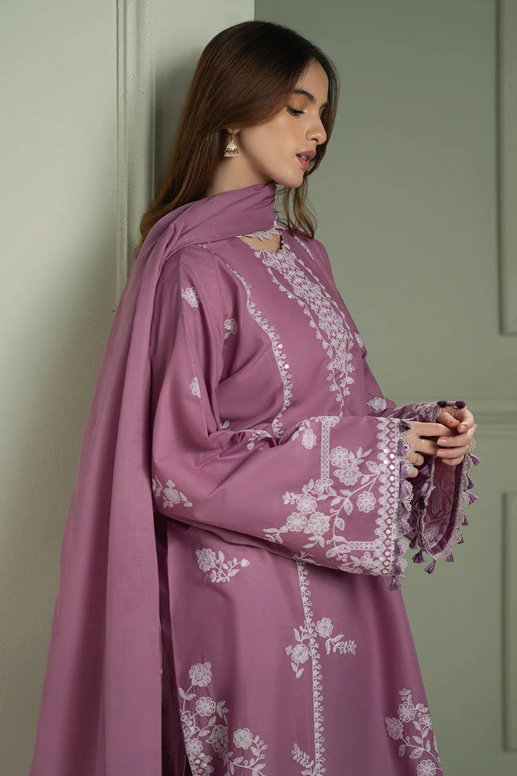 CROSS STITCH-3PC LAWN EMBROIDERED SHIRT WITH KHADDI NET EMBROIDRERD DUPATTA & TROUSER-UR-3548