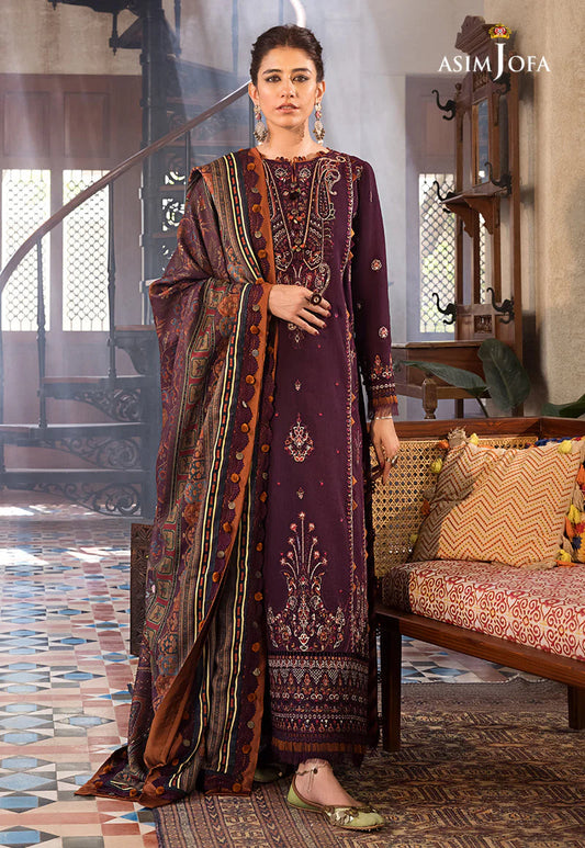 ASIM.JOFA-3PC LAWN EMBROIDERED SHIRT WITH MONARK PRINT DUPATTA AND TROUSER-UR-2567