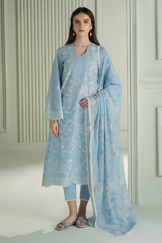 CROSS STITCH-3PC LAWN EMBROIDERED SHIRT WITH MONARK PRINTED DUPATTA AND TROUSER-UR-2629