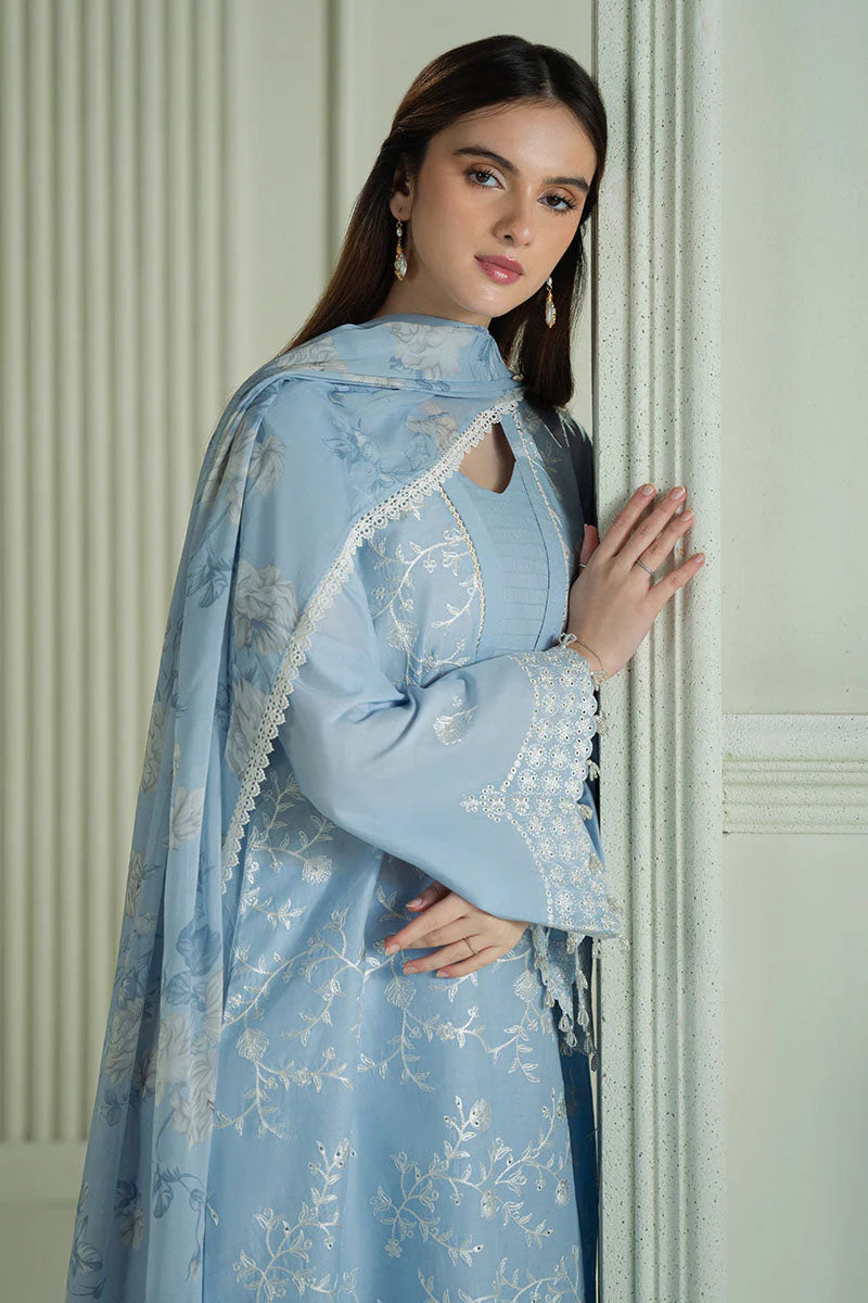 CROSS STITCH-3PC LAWN EMBROIDERED SHIRT WITH MONARK PRINTED DUPATTA AND TROUSER-UR-2629